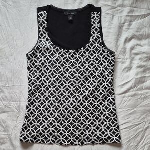 White House Black Market Black and Silver Seqin Tank Top